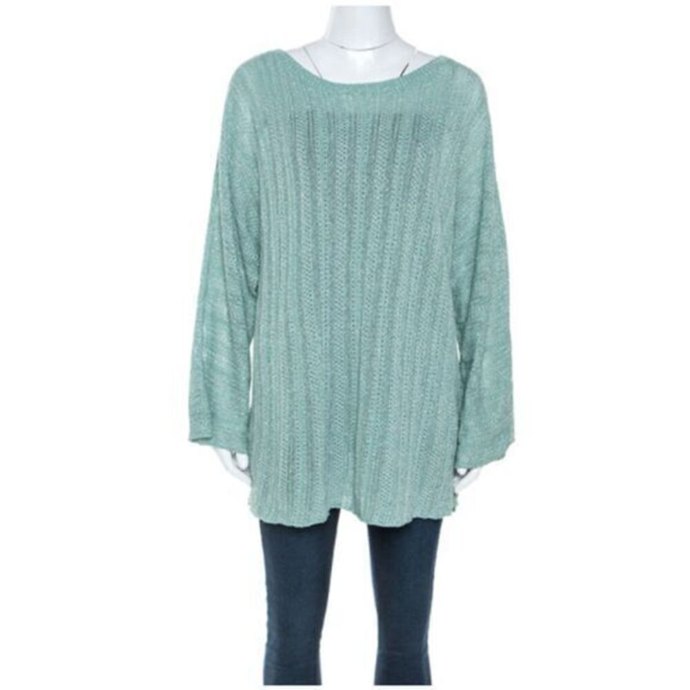 ZADIG & VOLTAIRE NWT  Mint Green Long-sleeved Flint Pointelle Crl Sweater SMALL
